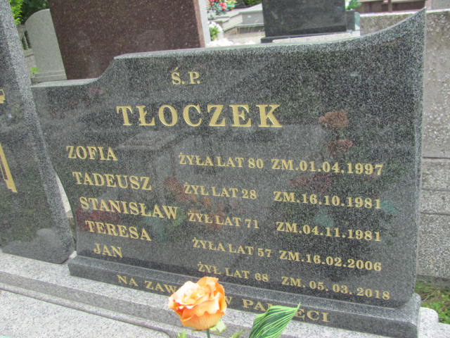 Zofia Tłoczek Archidiecezja Łódzka - Grobonet - Wyszukiwarka osób pochowanych